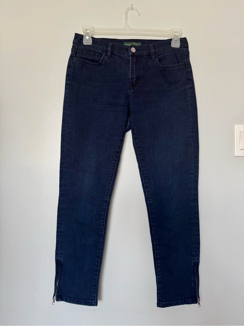 LRL Ralph Lauren Dark Wash Cropped Zip Ankle Jeans Size 8 - Picture 2 of 8